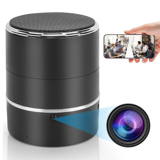 Hidden Camera Speaker, 180° Rotating WiFi Spy Camera Hide in Bluetooth Speakers, 1080P Nanny Cam with Phone App Remote Viewing, Live Streaming, Motion Detection, Video Recording