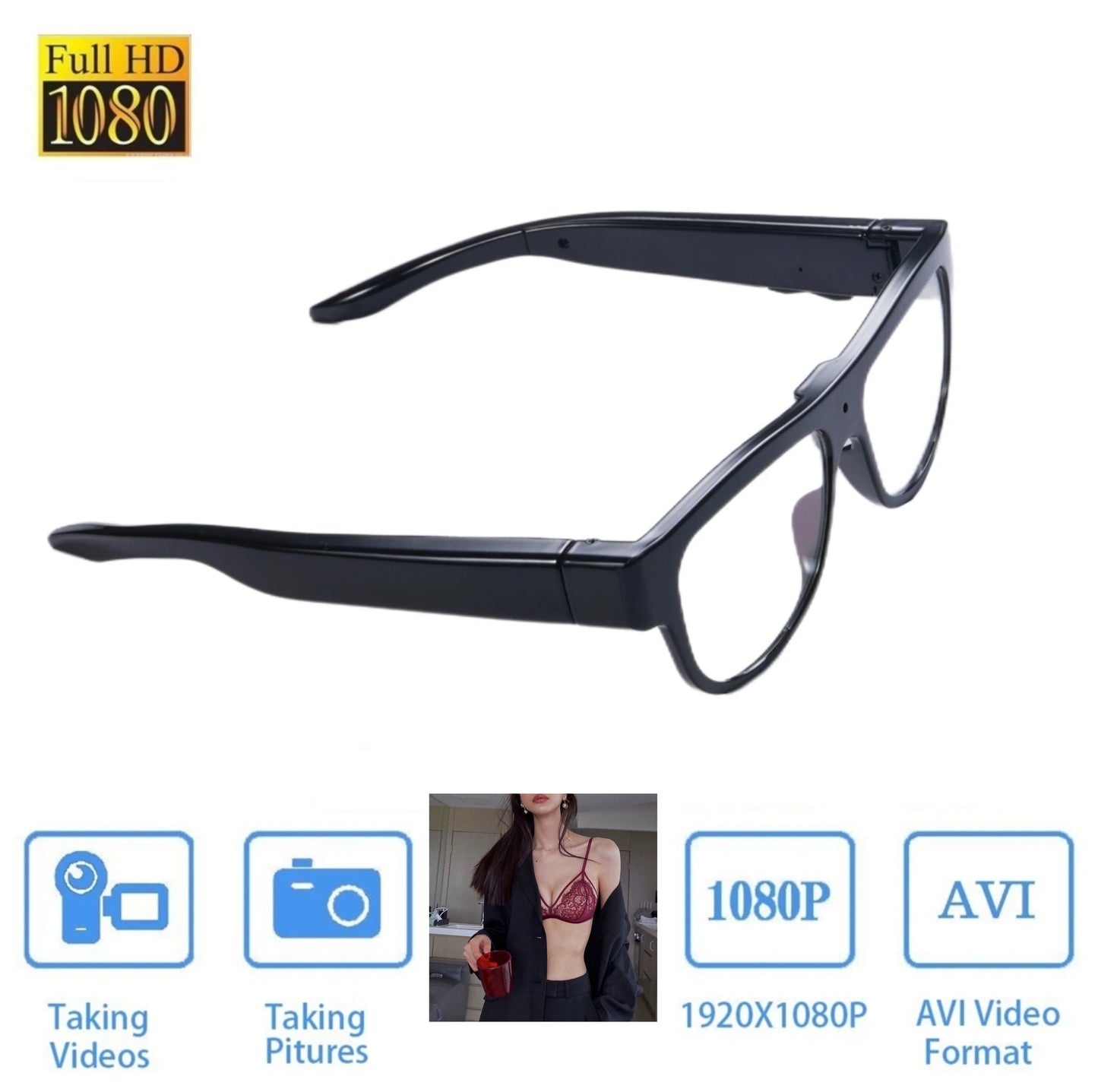 Glasses HD 1080P Portable Video Recording Camera, Wearable Glasses for Sports Cycling Driving Fishing Travel, Great Gift for Family and Friends