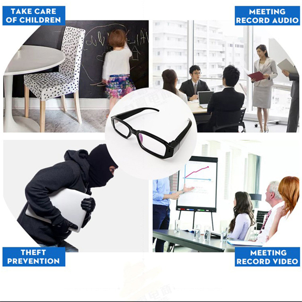 Glasses HD 1080P Portable Video Recording Camera, Wearable Glasses for Sports Cycling Driving Fishing Travel, Great Gift for Family and Friends
