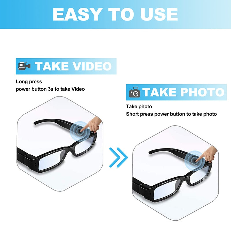 Glasses HD 1080P Portable Video Recording Camera, Wearable Glasses for Sports Cycling Driving Fishing Travel, Great Gift for Family and Friends
