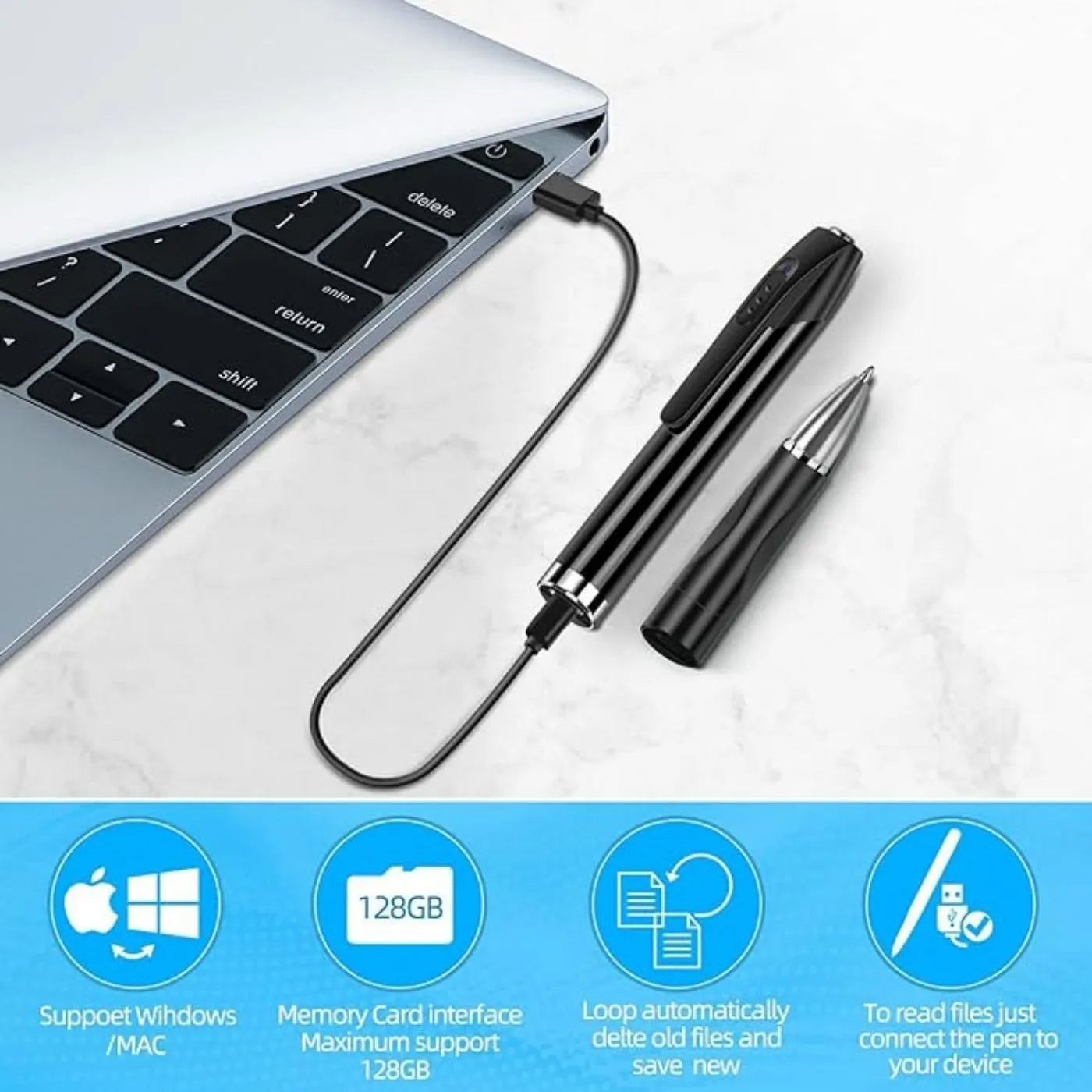 Hidden Camera 1080P Mini Video Pen Camera Voice Recorder Portable Pocket Camera Support 128GB Memory Card Suitable for Business Meetings, Home and Classroom Study