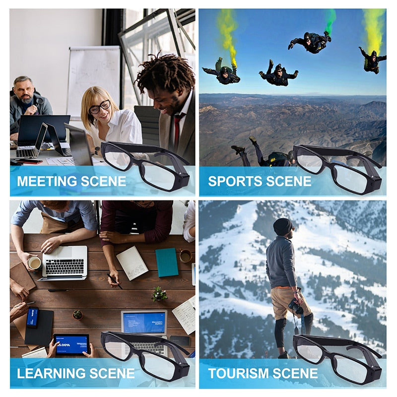 Glasses HD 1080P Portable Video Recording Camera, Wearable Glasses for Sports Cycling Driving Fishing Travel, Great Gift for Family and Friends