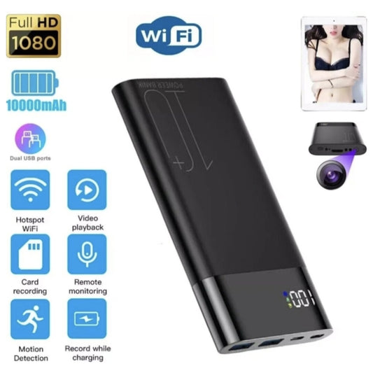 10+ Power Bank Wifi Hidden Camera, 1080P Full HD Shooting, Night Vision, Motion Detection, Mobile Remote App Monitoring, 10000 mAh
