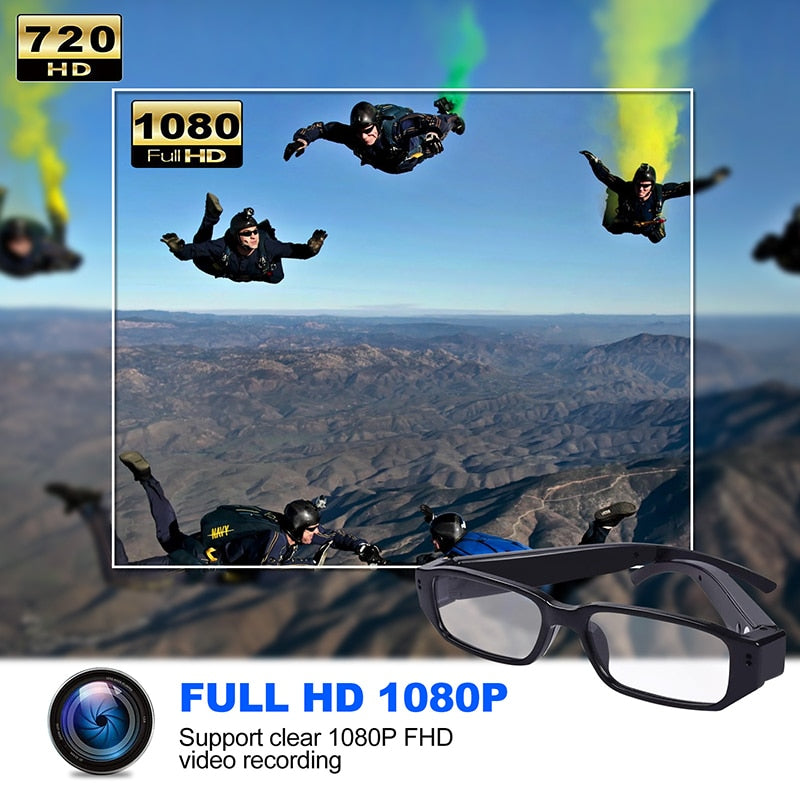 Glasses HD 1080P Portable Video Recording Camera, Wearable Glasses for Sports Cycling Driving Fishing Travel, Great Gift for Family and Friends