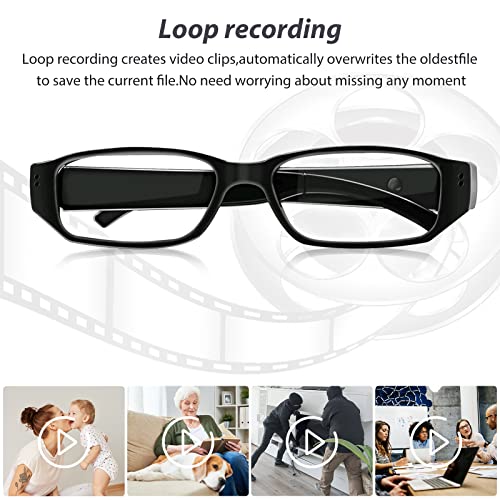 Glasses HD 1080P Portable Video Recording Camera, Wearable Glasses for Sports Cycling Driving Fishing Travel, Great Gift for Family and Friends